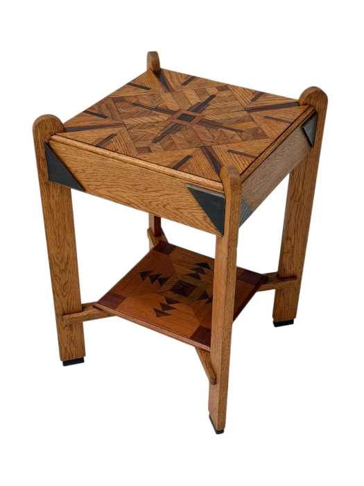 Art Deco Amsterdamse School Two-Tier Side Table with Marquetry 1920s